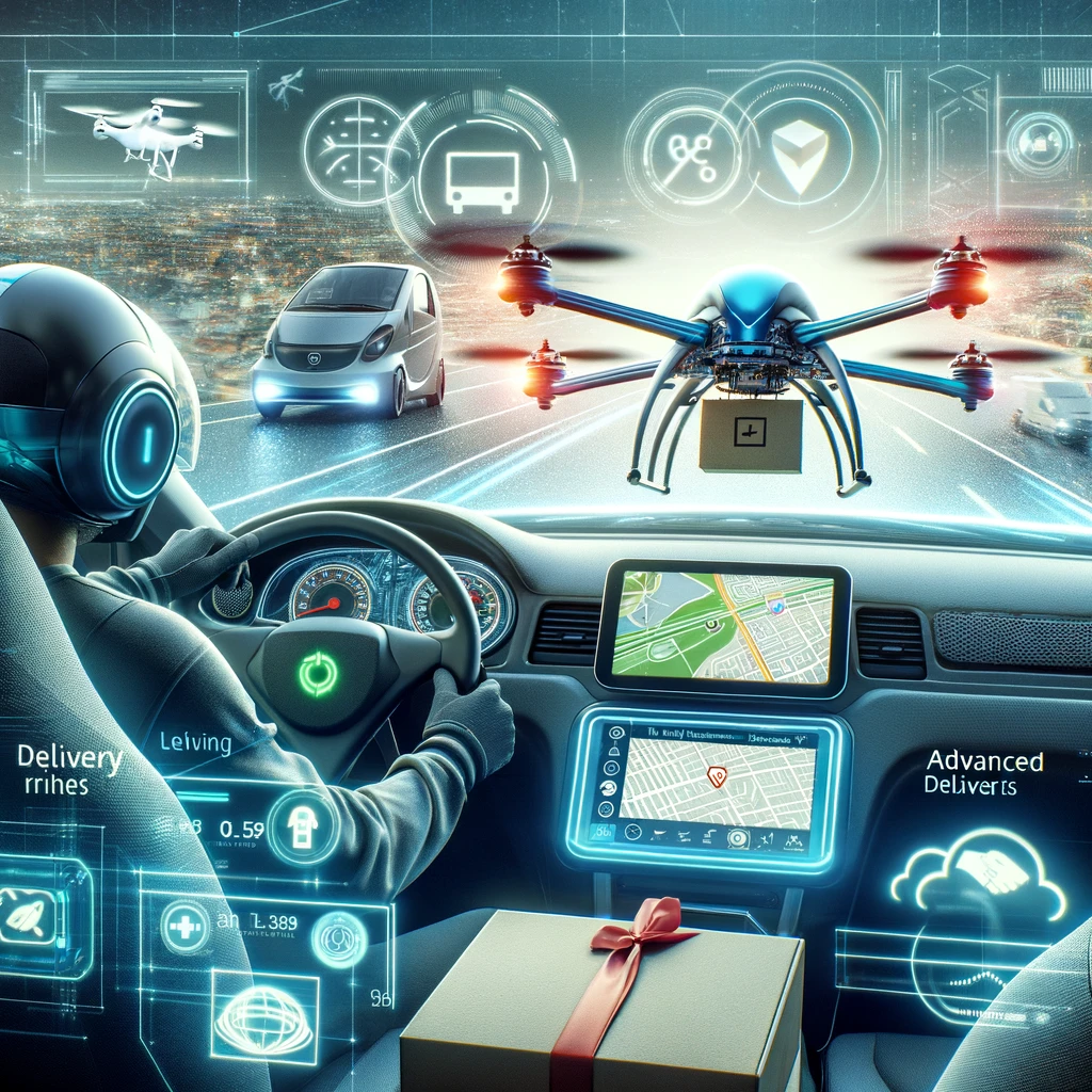 Technological Advancements For Drivers:
An image depicting futuristic technologies like drones or advanced navigation systems being used by Uber Eats drivers to enhance delivery efficiency.