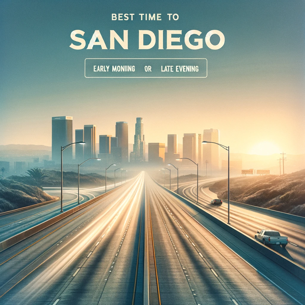 Best Time to Drive from LA to San Diego: Showcases an open road during the optimal times for travel, emphasizing the smooth journey during early morning or late evening.