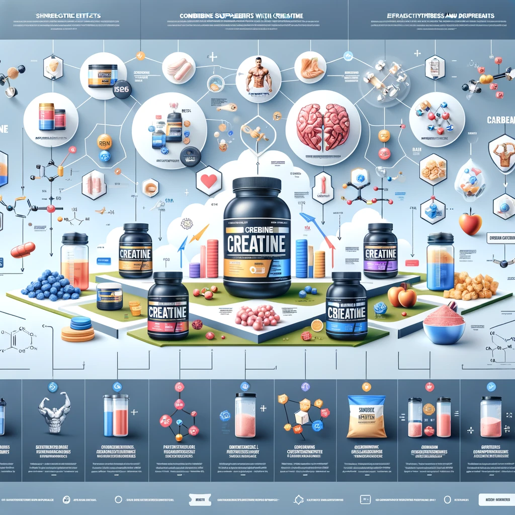 An infographic showcasing how to effectively combine creatine with other supplements.
